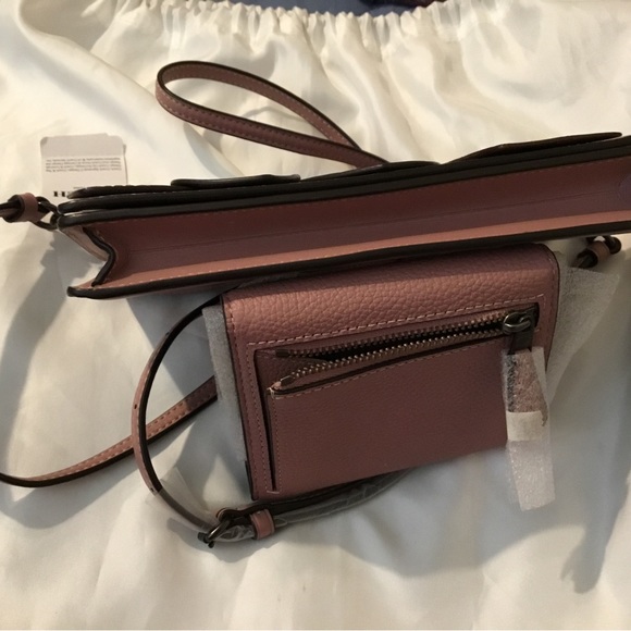 NWT Coach Dusty Rose Heart Fold-over Crossbody Clutch & RARE Matching Wallet Set - Picture 8 of 16